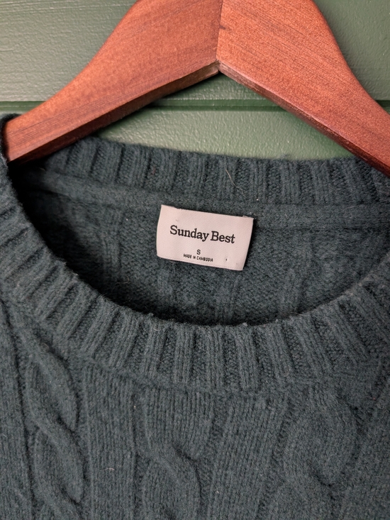 Aritzia Sweaters - Sunday Best Cropped Green Cable Knit Wool/Cotton Sweater